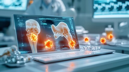 Poster - High Tech Healthcare Facility with Virtual Twin Model Visualizing Rheumatoid Arthritis Inflammation and Diagnostic Markers