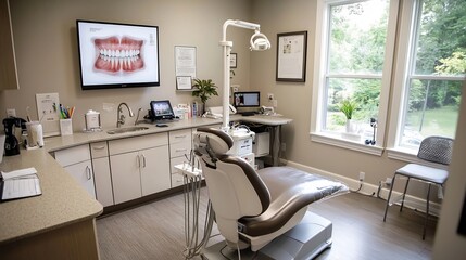 Poster - High Tech Dental Clinic Showcases Virtual Twin of Gums for Detailed Diagnosis and Treatment Planning Leaving Copy Space at the Top Left
