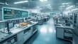 © Heng Heng - AI Stock - Photograph of a high tech cleanroom for chipset manufacturing featuring a virtual twin overlay that displays real time production metrics and defect monitoring