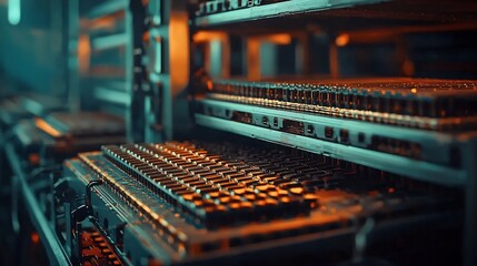 Poster - photograph showcasing a silicon wafer storage rack with a virtual twin interface displaying real tim