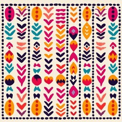 Poster - Vibrant geometric pattern featuring colorful shapes and lines for modern design and artistic projects.