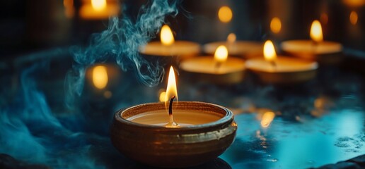 Poster - A serene scene of lit candles creating a calming atmosphere.