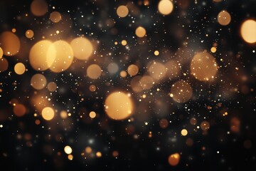 Poster - Sparkling lights create a magical atmosphere with golden bokeh effect on a dark background for festive occasions.