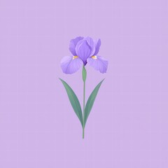 Wall Mural - Elegant purple iris flower standing tall against a soft pastel background, showcasing its natural beauty and grace.