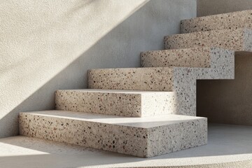 Poster - Modern terrazzo stairs with sunlight shadows.
