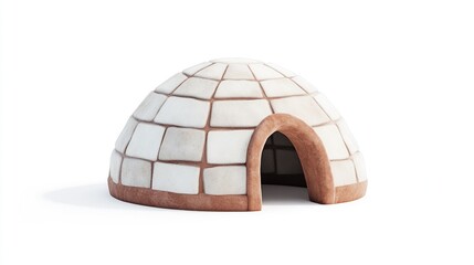 Aufkleber - 3D render of an igloo, traditional snow house with arched entrance, isolated on white background.