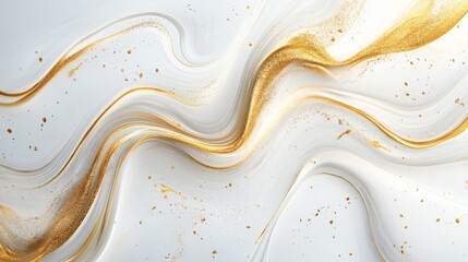Poster - Abstract art design modern studio digital texture elegant atmosphere aerial view fluid gold and white colors for visual impact