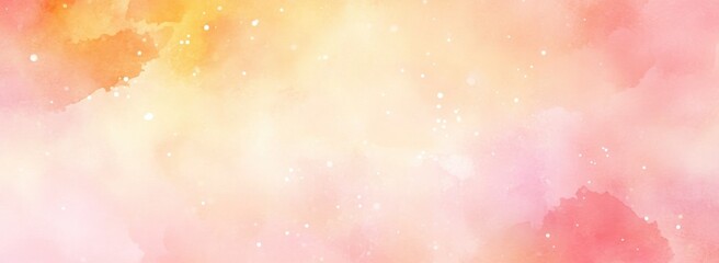Poster - Soft pink and orange watercolor background with subtle sparkles.