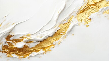 Poster - Elegant gold and white abstract painting modern art studio digital artwork contemporary environment close-up view artistic concept