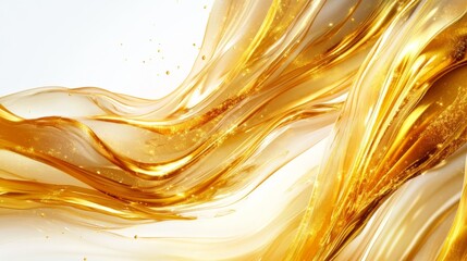 Poster - Dynamic golden waves abstract art digital rendering bright environment artistic viewpoint fluid motion concept for seo impact