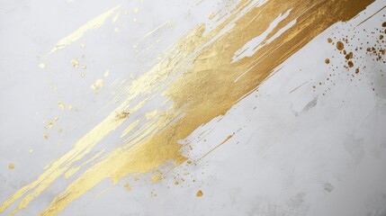 Poster - Dynamic golden brushstroke artwork studio digital art contemporary setting top-down view modern aesthetic for visual appeal