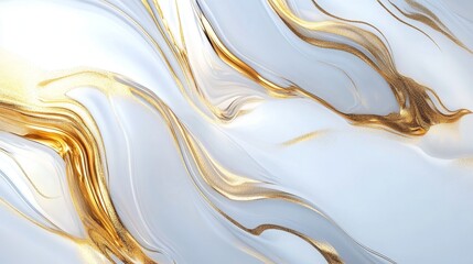 Poster - Dynamic gold and white abstract art digital creation modern aesthetics minimalist design high-contrast color palette visual identity