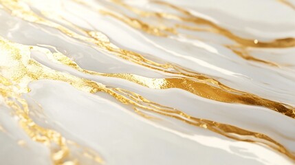 Poster - Flowing gold and white abstract art studio digital artwork minimalist close-up elegance and luxury concept