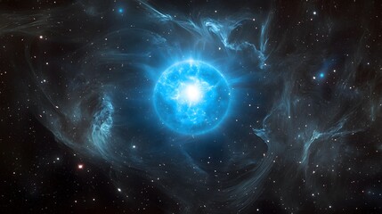 Wall Mural - Bright Blue Celestial Body In A Starry Nebula