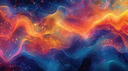 Canvas Print - Abstract Cosmic Waves of Color and Light