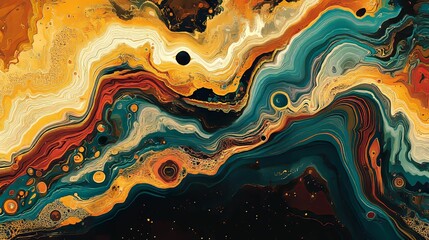 Canvas Print - Abstract Fluid Art Swirling Colors Cosmic Landscape