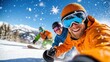 © maesarin - Skiers and snowboarders gliding down a snowy mountain slope during an exciting winter sports adventure  The image captures the fast paced action adrenaline