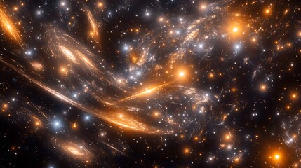 Wall Mural - Celestial Swirls Of Golden And White Galaxies
