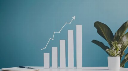 Poster - Modern Concept of Business Growth with Charts and Plants in Office