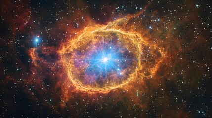 Wall Mural - Bright Star Centered in Fiery Cosmic Nebula