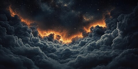 Wall Mural - Experience the mesmerizing contrast of clouds and stars in the cosmos.