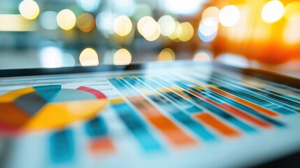 Poster - Colorful Data Visualization on Tablet with Blurred Background