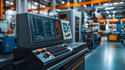 Poster - A control panel in a modern manufacturing facility, showcasing advanced technology.