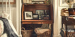 © Lila Patel - Wooden Secretary Desk with Family Photographs and Baskets