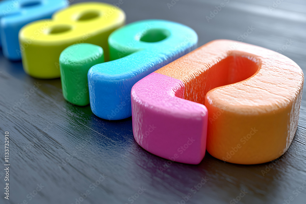 Colorful Number Blocks Arranged on Dark Surface, A Vibrant Display of ...
