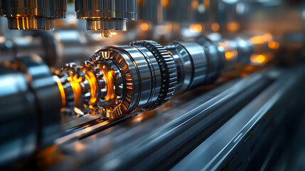 Poster - A close-up view of industrial machinery showcasing gears and components in motion.