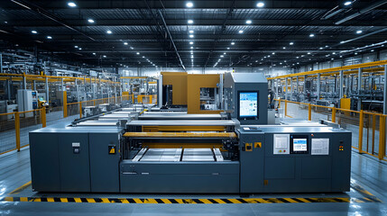 Poster - A modern industrial machine in a factory setting, designed for manufacturing processes.