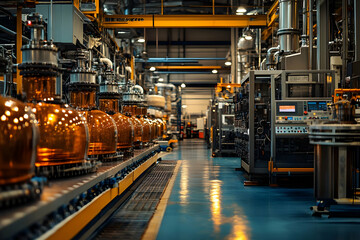 Poster - Industrial facility with glass vessels for chemical processing.