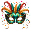 © Wuttichai - Colorful carnival mask adorned with feathers and confetti for festive celebrations, digital art of celebration concept.