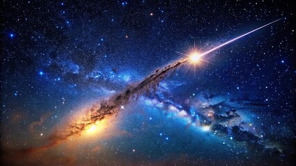 Wall Mural - a celestial event a radiant comet streaks across a vivid cosmic nebula, illuminated by brilliant sta