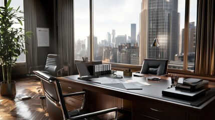 Poster - A professional workspace featuring a completed project with congratulatory notes.