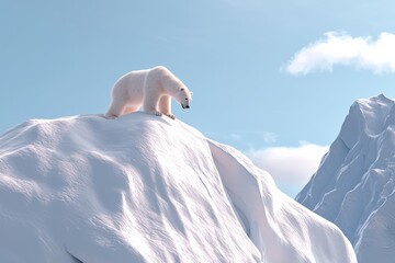 Poster - A lone polar bear on a shrinking iceberg, emphasizing the effects of climate change.
