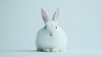 Wall Mural - 43. A pure white rabbit with its nose twitching on a clean white background