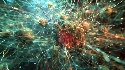 Poster - complex network of neurons firing and exchanging information, symbolizing the power of artificial in