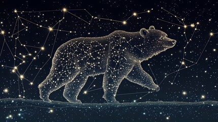 Sticker - Celestial Bear A Constellation Walking Across The Night Sky