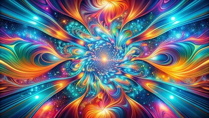 Wall Mural - Cosmic Bloom A Symphony of Vibrant Hues and Celestial Swirls