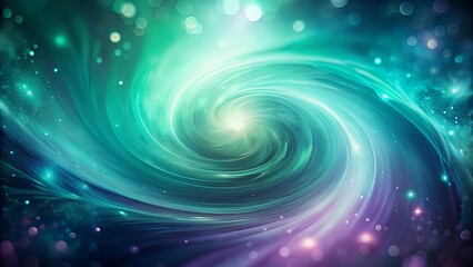 Wall Mural - Abstract Swirling Nebula, Cosmic Vortex of Teal and Purple Hues, Glowing Brightly in the Dark Night Sky