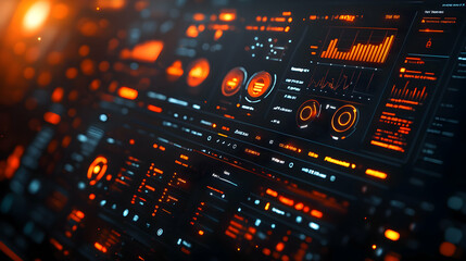 Poster - Futuristic digital interface displaying data analytics and visualizations.