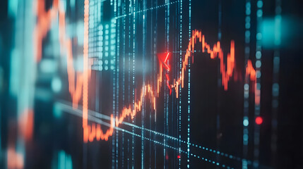 Poster - Digital Financial Chart Displaying Stock Market Trends with Dynamic Red and Green Elements Illustrating Market Fluctuations and Data Analysis