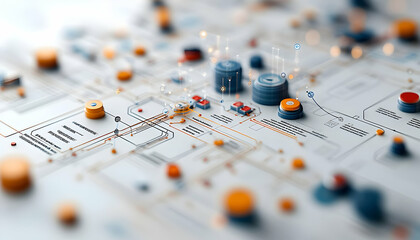 Poster - A detailed, abstract representation of a network or circuit board with vibrant colors.
