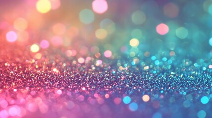 Poster - Close-up view showcases shimmering glitter intermingled with vibrant bokeh lights, creating a beautiful and festive atmosphere in the evening