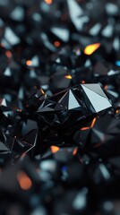 Poster - Conflicting shapes and dark tones create an intriguing abstract composition, emphasizing geometric forms and reflections in a dynamic arrangement