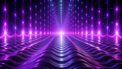 vertical stream of violet light with bright futuristic waves in 4k, violet, light, bright, futuristi