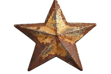 rusty metal star isolated on png transparent background