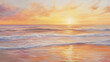 © THUA - Sunset over tranquil beach with soft orange and pink hues reflecting on water