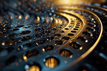 Aufkleber - A close-up of precision drill bits working through a thick steel plate, creating intricate patterns